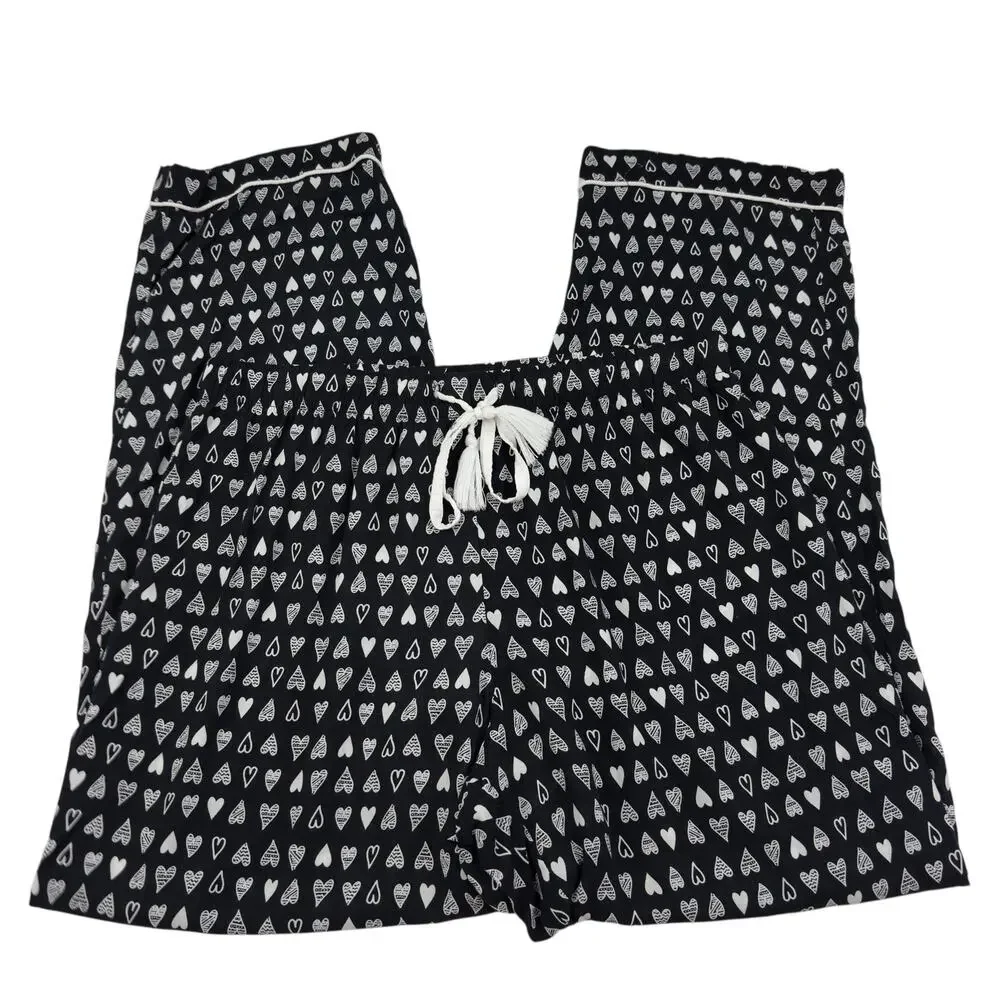 Ambrielle 100% Rayon Ultra Lightweight Heart Print Pajama Bottoms Women's Size M